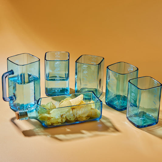 Bombay Sapphire 4 Medium Glasses With Platter and Jug Set