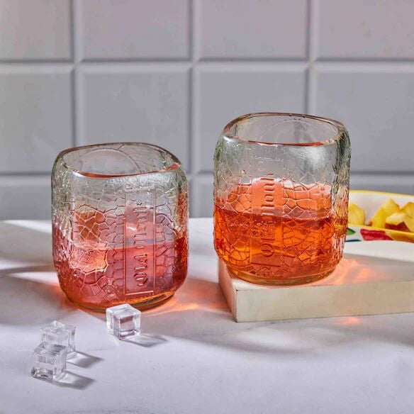 Old Monk Upcycled Glass Set (1, 2, or 4 pcs) 600 ml| Handcrafted from Original Bottles